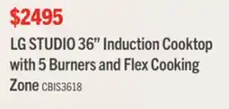 The Brick LG Studio 36 5-Burner Induction Cooktop with Flexible Cooking Zone - Black - CBIS3618BE offer