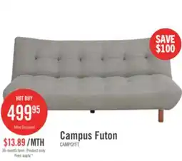 The Brick Campus 76 Fabric Klik Klak Futon with Tufting and Wood Legs - Grey offer