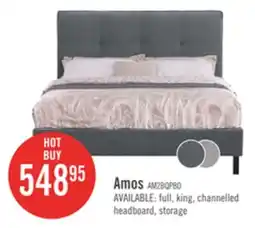 The Brick Amos Upholstered Platform Bed in Charcoal Fabric with Tufted Headboard - Queen Size offer