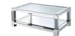 The Brick Berni 47.2 Glam Mirror & Glass Top Coffee Table with Shelf - Silver Metal with Diamond Look Legs offer