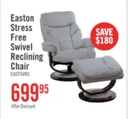 The Brick Easton 33.5 Chenille Fabric Stress Free Swivel Reclining Chair with Footrest - Silver Grey offer