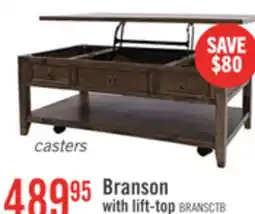 The Brick Branson 48 Lift Top Coffee Table with Storage and Casters - Dark Brown offer