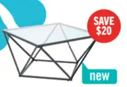 The Brick Prism 31.5 Modern Glass Top Coffee Table – Glass with Metal Base offer