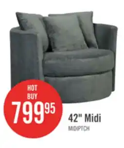 The Brick Made in Canada Midi 42 Chenille Fabric Swivel Cuddler Accent Chair - Plush Thunder Grey offer