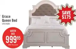 The Brick Grace Panel Bed with Headboard & Frame, Wooden, Fabric, Antique White - Queen Size offer