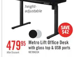 The Brick Metro 47.24 Height-Adjustable Office Desk with Storage and USB Ports - Black offer