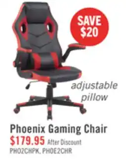 The Brick Phoenix 26.7 Ergonomic Gaming Chair with Lumbar Cushion - Black & Red offer