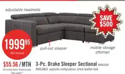 The Brick Drake 3-Piece Right-Facing Faux Suede Fabric Sleeper Sectional with Storage Ottoman - Cement Grey offer
