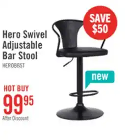 The Brick Hero Barstool with Swivel & Adjustable Seat, Vegan Leather Fabric, 23.5-32H, Metal - Charcoal offer