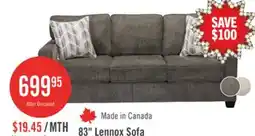 The Brick Made in Canada Lennox 83 Chenille Fabric Sofa with Reversible Cushions and Accent Pillows - Grey offer