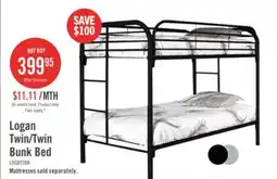 The Brick Logan Bunk Bed with Ladders & Guard Rail for Kids, Black Metal - Twin/Twin offer