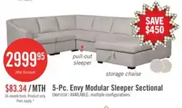 The Brick Envy 5-Piece Right-Facing Chenille Fabric Sleeper Sectional with Storage Chaise - Fog Grey offer