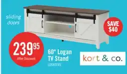 The Brick Kort & Co. Logan Traditional 60 TV Stand with Storage - Walnut Oak offer