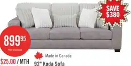 The Brick Made in Canada Koda 92 Chenille and Faux Fur Fabric Sofa with Removable Cushions - Plush Paloma Grey offer