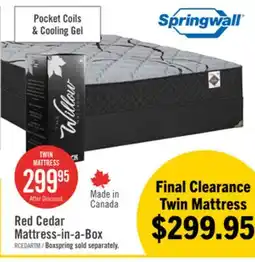 The Brick Springwall Red Cedar Tight Top Medium Twin Mattress-in-a-Box offer
