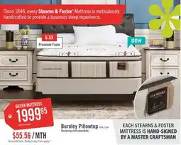 The Brick Stearns & Foster Burnley Luxury Pillowtop Medium Queen Mattress offer