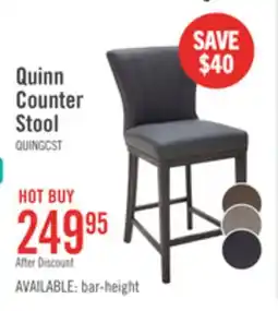 The Brick Quinn Counter-Height Stool with Vegan Leather Fabric, 26H - Grey offer