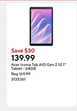 Staples Acer Iconia Tab A10 Gen 2 10.1 Tablet - 64GB offer