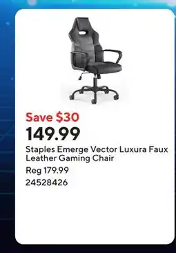 Staples Staples Emerge Vector Luxura Faux Leather Gaming Chair offer