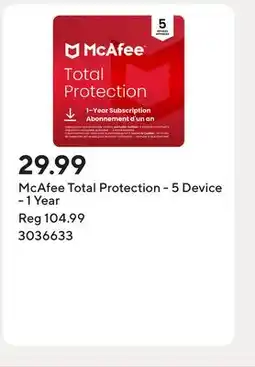 Staples McAfee Total Protection - 5 Device - 1 Year offer