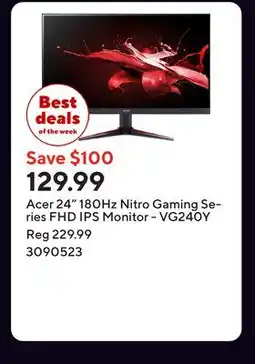 Staples Acer 24 180Hz Nitro Gaming Series FHD IPS Monitor - VG240Y offer
