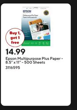 Staples Epson Multipurpose Plus Paper - 8.5 x 11 - 500 Sheets offer