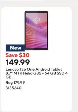Staples Lenovo Tab One Android Tablet 8.7 MTK Helio G85 - 64 GB SSD 4 GB RAM with Folio Case - Luna Grey offer