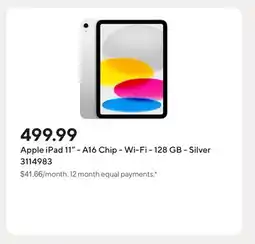 Staples Apple iPad 11 - A16 Chip - Wi-Fi - 128 GB - Silver offer