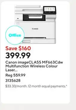 Staples Canon imageCLASS MF663Cdw Multifunction Wireless Colour Laser Printer - White offer