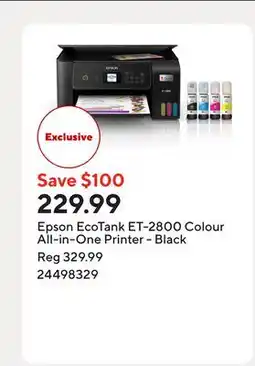 Staples Epson EcoTank ET-2800 Colour All-in-One Printer - Black offer