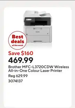 Staples Brother MFC-L3720CDW Wireless All-in-One Colour Laser Printer offer