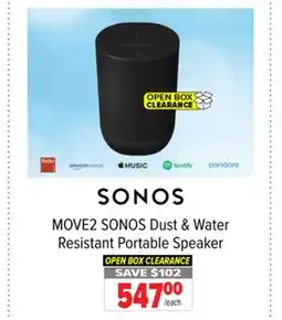 2001 Audio Video MOVE2 SONOS Dust & water Resistant Portable Speaker offer
