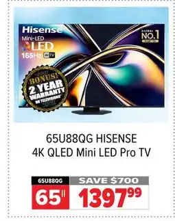 2001 Audio Video 65U88QG - HISENSE 4K QLED Mini LED Pro TV 65 offer
