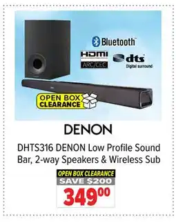 2001 Audio Video DHTS316 DENON Low Profile Sound Bar, 2-way Speakers & Wireless Sub offer