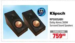 2001 Audio Video RP500SABII Klipsch Dolby Atmos 300W Surround Sound Speakers offer