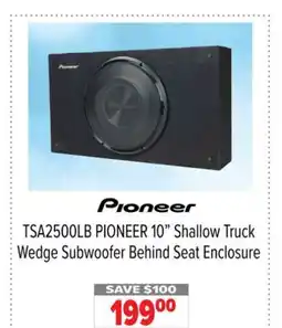 2001 Audio Video TSA2500LB PIONEER 10 Shallow Truck Wedge Subwoofer Behind Seat Enclosure offer