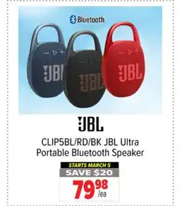 2001 Audio Video JBLCLIP5BLUAM - BT SPEAKER PORT WATERPROOF BLU offer