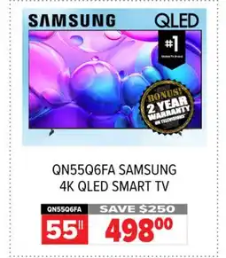 2001 Audio Video QN55Q6FA SAMSUNG 4K QLED SMART TV offer