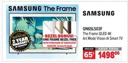 2001 Audio Video Samsung The Frame QLED 4K Art Mode Vision AI Smart TV offer