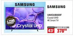 2001 Audio Video UN43U8000F 43 Samsung Crystal UHD 4K Smart TV offer