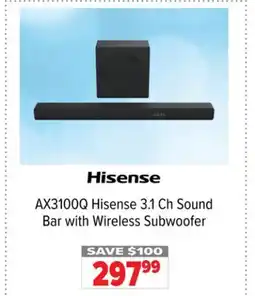2001 Audio Video AX3100Q Hisense 3.1 Ch Sound Bar with Wireless Subwoofer offer