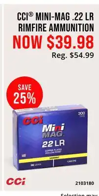 Cabela's CCI MINI-MAG. 22 LR RIMFIRE AMMUNITION offer
