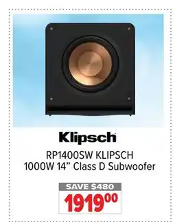 2001 Audio Video RP1400SW KLIPSCH 1000W 14 Class D Subwoofer offer