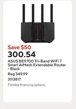 Staples ASUS BE9700 Tri-Band WiFi 7 Smart AiMesh Extendable Router - Black offer