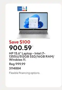 Staples HP 15.6 Laptop - Intel i7-1355U/512GB SSD/16GB RAM/Windows 11 offer