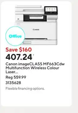 Staples Canon imageCLASS MF663Cdw Multifunction Wireless Colour Laser Printer - White offer