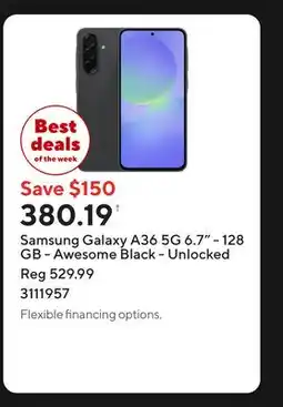 Staples Samsung Galaxy A36 5G 6.7 - 128 GB - Awesome Black - Unlocked offer