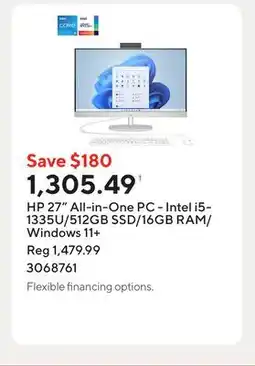 Staples HP 27 All-in-One PC - Intel i5-1335U/512GB SSD/16GB RAM/Windows 11+ offer