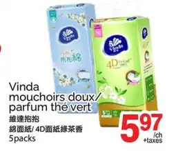 T&T Supermarket VINDA MOUCHOIRS DOUX/ PARFUM THÉ VERT, 5PACKS offer
