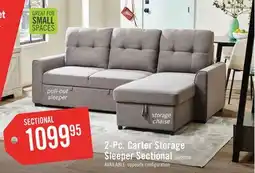 The Brick Carter 2-Piece Right-Facing Linen-Look Fabric Sleeper Sectional with Storage Chaise - Solis Grey offer